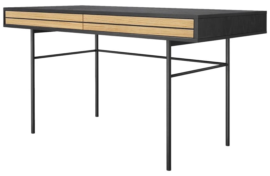 Czarne biurko Woodman Stripe, 130x60 cm