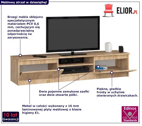 Skandynawska szafka pod telewizor dąb sonoma P1-D92