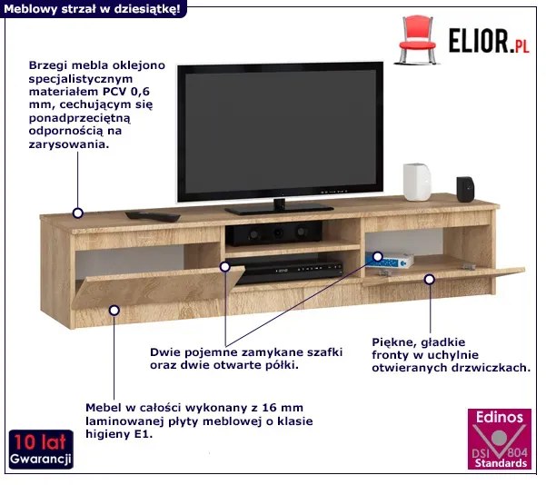 Skandynawska szafka pod telewizor dąb sonoma Tyos