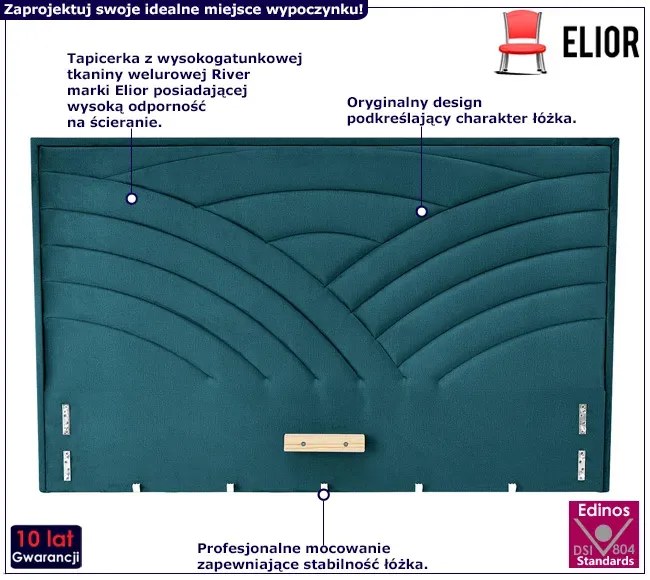 Ciemnozielone pikowane wezgłowie do łóżka x T9-C94