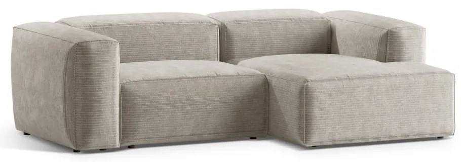 Beżowy sztruksowy narożnik (prawostronny/z szezlongiem) Bergano – Cosmopolitan Design