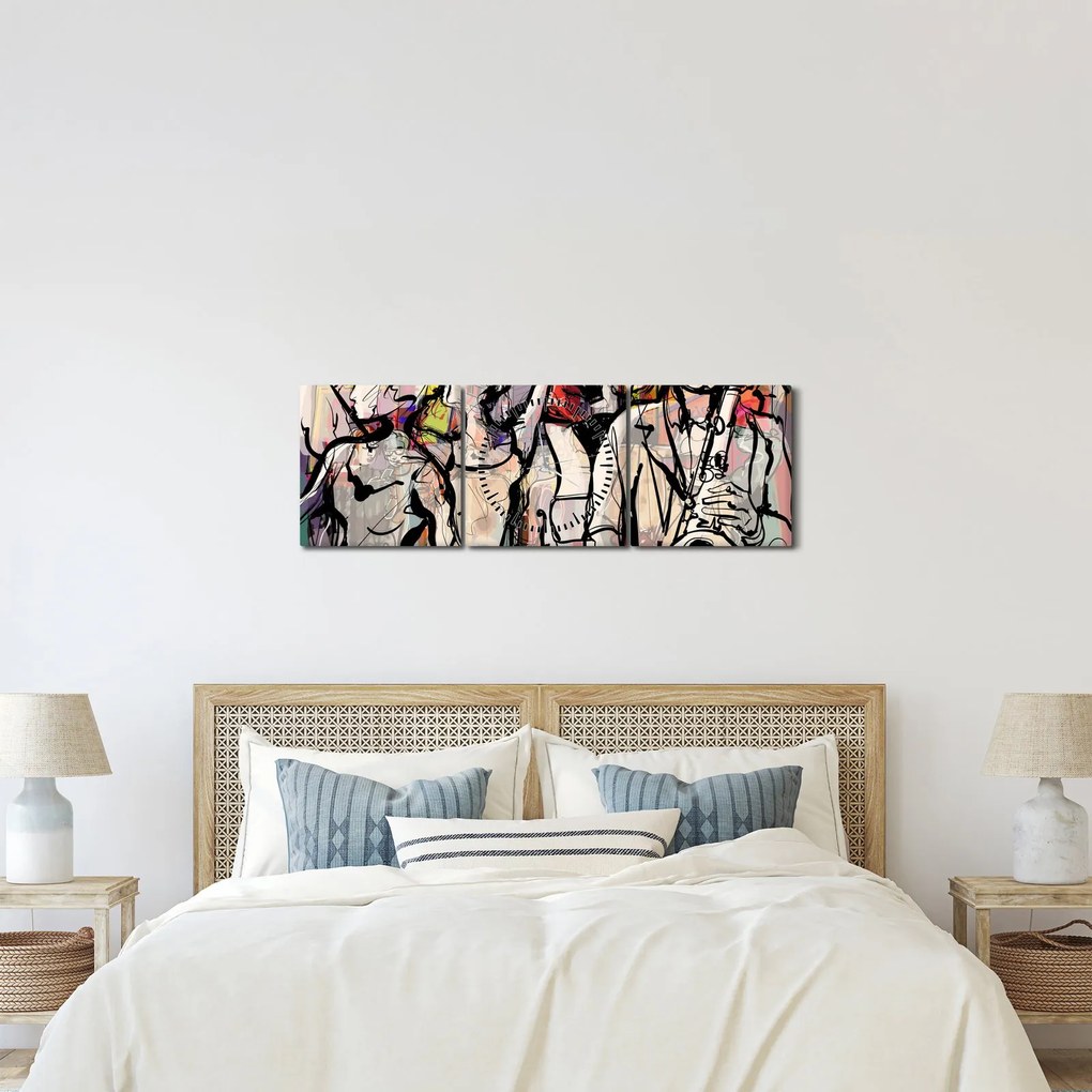Obraz - Jazzowa noc (z zegarem) (90x30 cm)