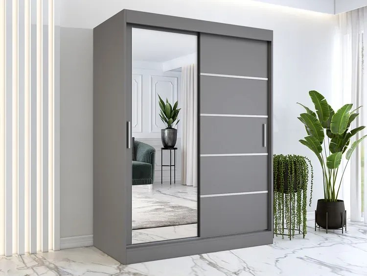 Antracytowa dwudrzwiowa szafa przesuwna 150 cm R1-H72