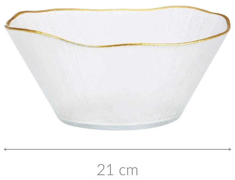 Szklana miska ze złotą obwódką DATURA, 21 cm