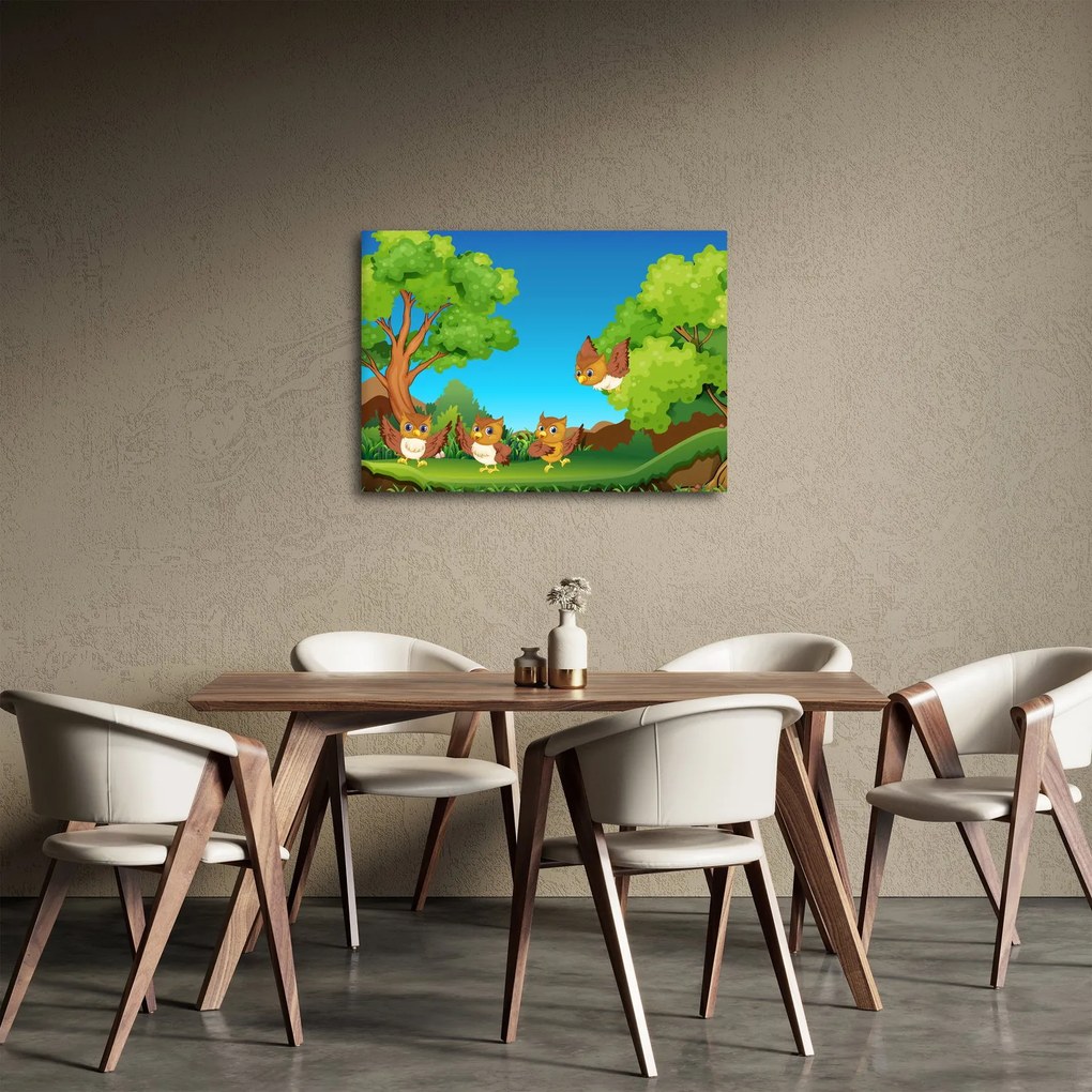Obraz - Wesołe sówki (70x50 cm)