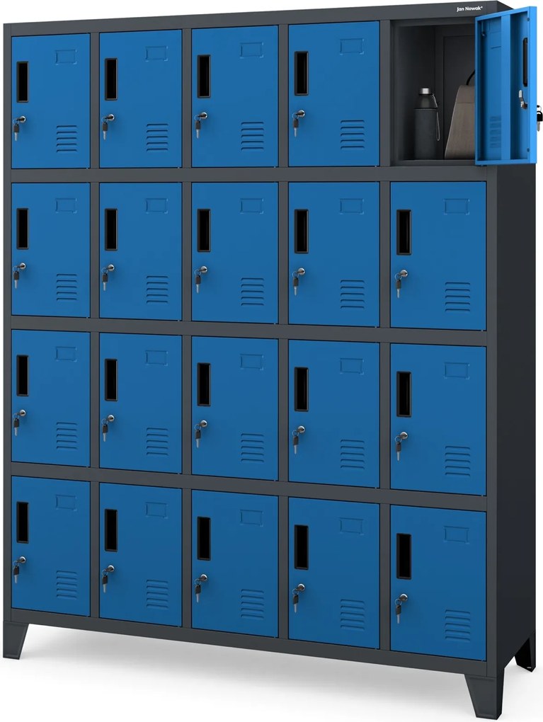 Szafa BHP 20-skrytkowa 136x45x172 cm Robert, antracyt/niebieski