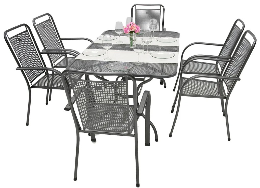 Metalowy zestaw ogrodowy SAVANA I. 1 + 6 Stół prostokątny 145x90 cm (CT0309)