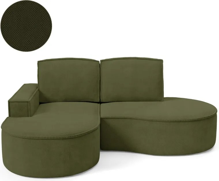 Narożnik MOLLY Lewostronny bez funkcji spania, wolnostojący tkanina CURIO 39 Zielony