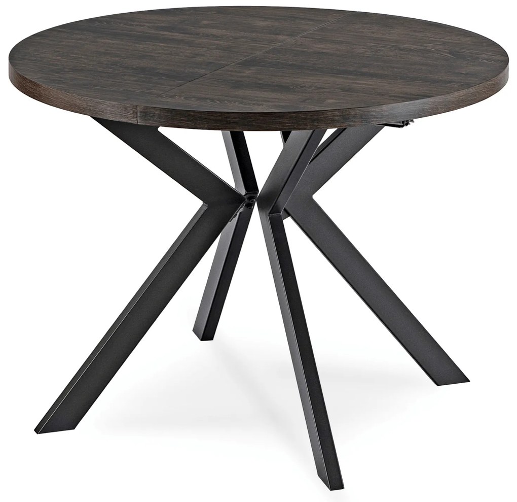 Stół Okrągły Rozkładany LUKAS 100-250 cm Czarny Nowoczesny Loft