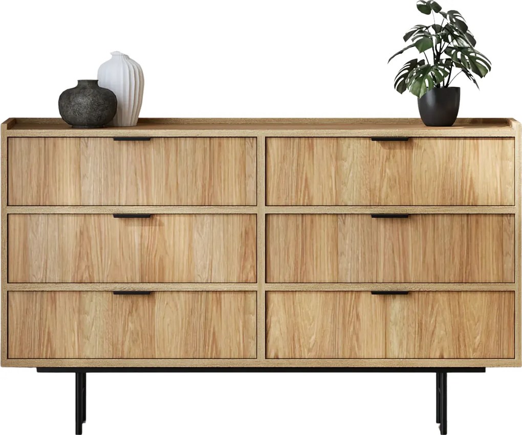 Komoda z 6 szufladami do przechowywania hikora naturalna R5-F71
