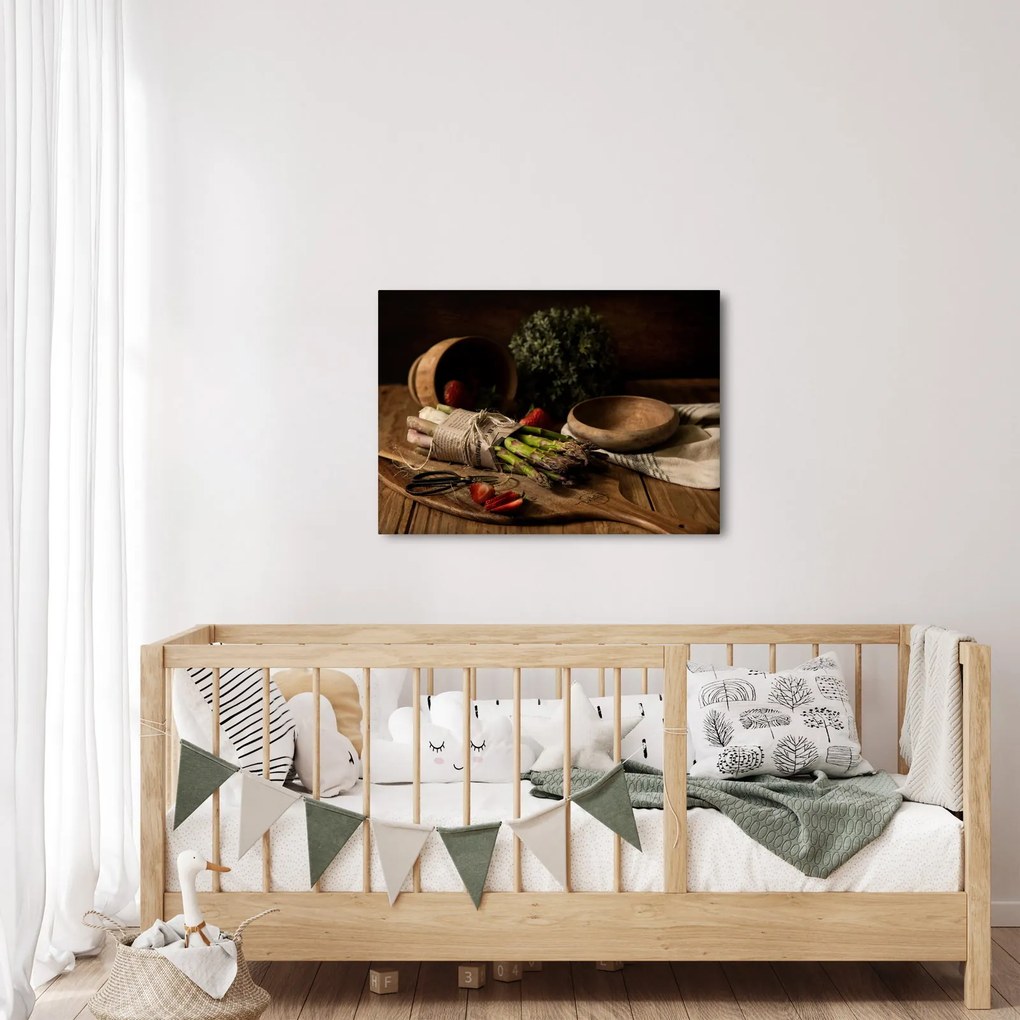 Obraz szparagów na stole (70x50 cm)