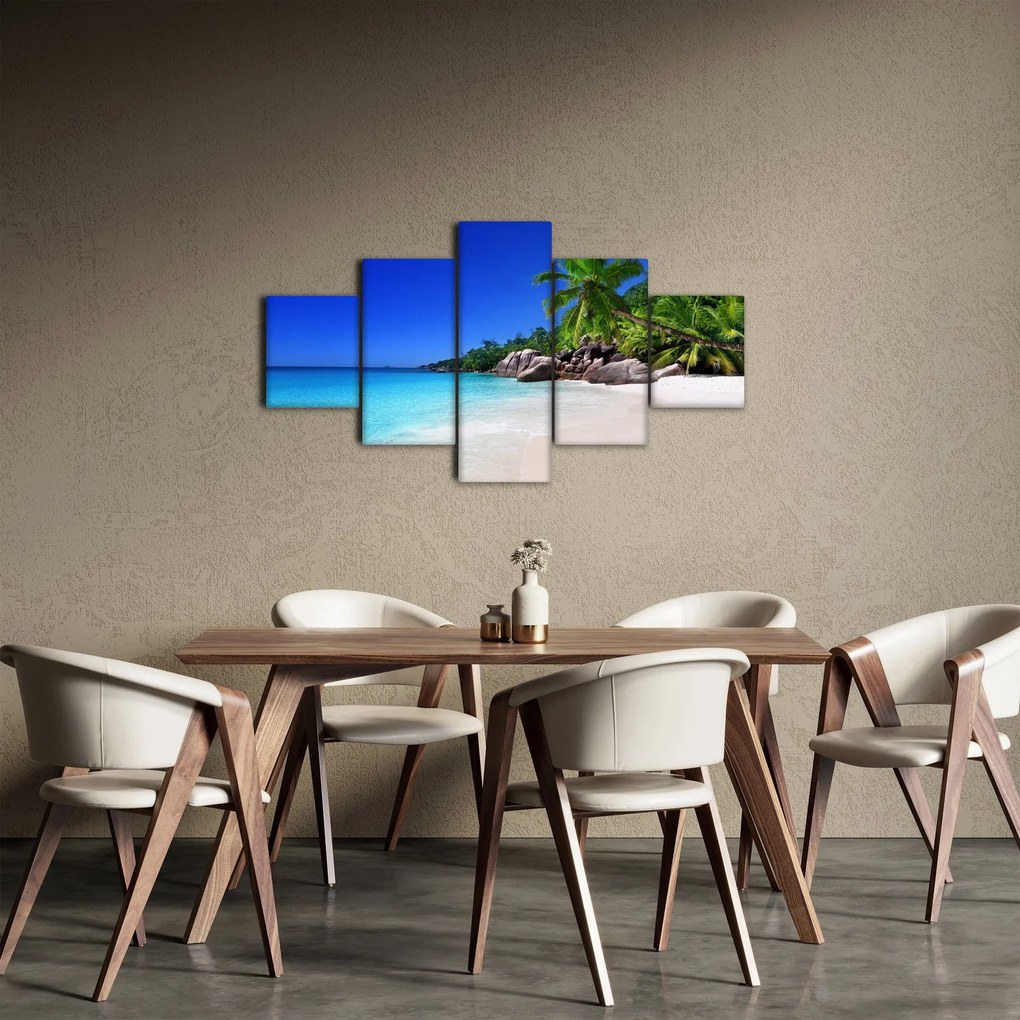 Obraz plaży na wyspie Praslin (125x70 cm)