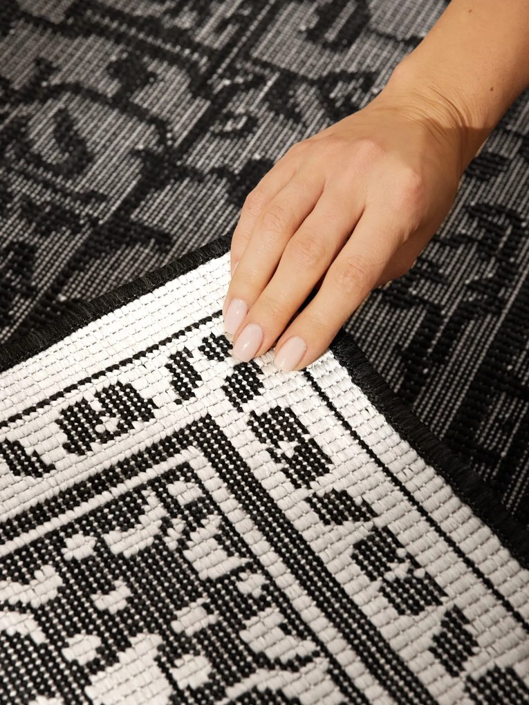 Dywan zewnętrzny dwustronny Duet czarno-kremowy 160 cm x 230 cm