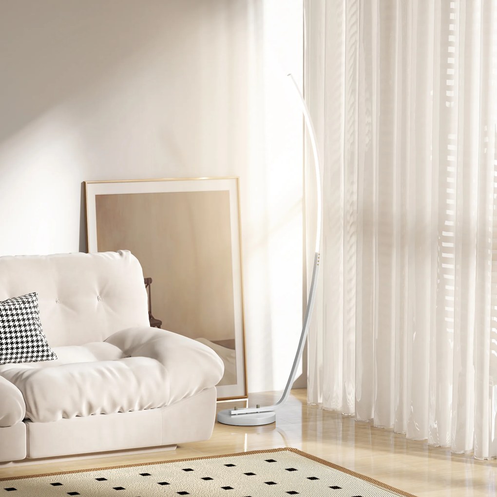 HOMCOM Lampa stojąca LED do przedpokoju z regulowaną jasnością, Nowoczesna lampa na podłogę z przełącznikiem nożnym do sypialni, salonu, Srebrna