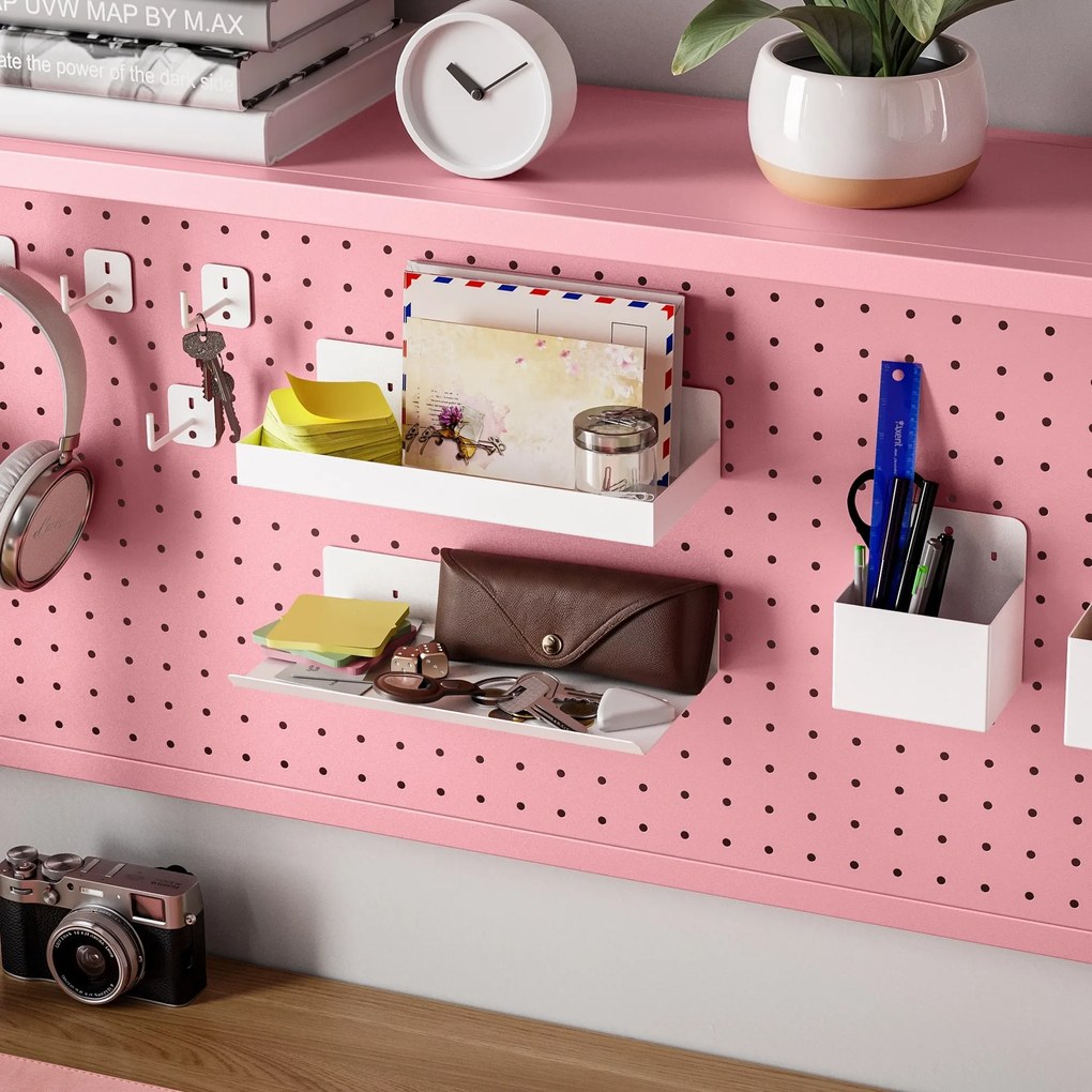 Metalowa nadstawka na biurko WENDY, 1150 x 980 x 220 mm, różowa