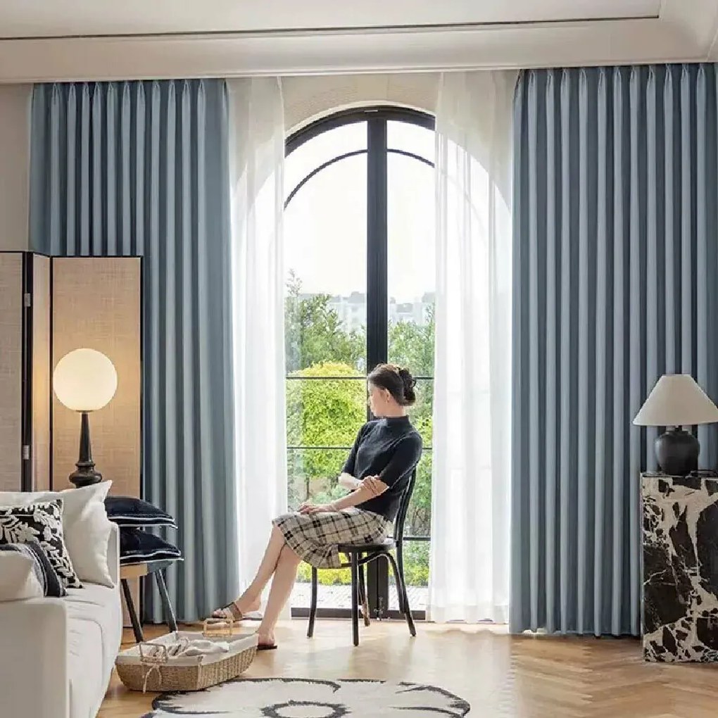 ARÔME HOME Zasłona zaciemniająca niebiesko-szara,135 x 245 cm