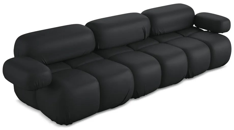 Czarna sofa modułowa z imitacji skóry 285 cm Lokua – Makamii