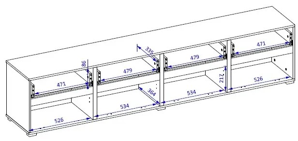 Szafka RTV CROSS 4K4S 225cm zielona/czarna HELVETIA