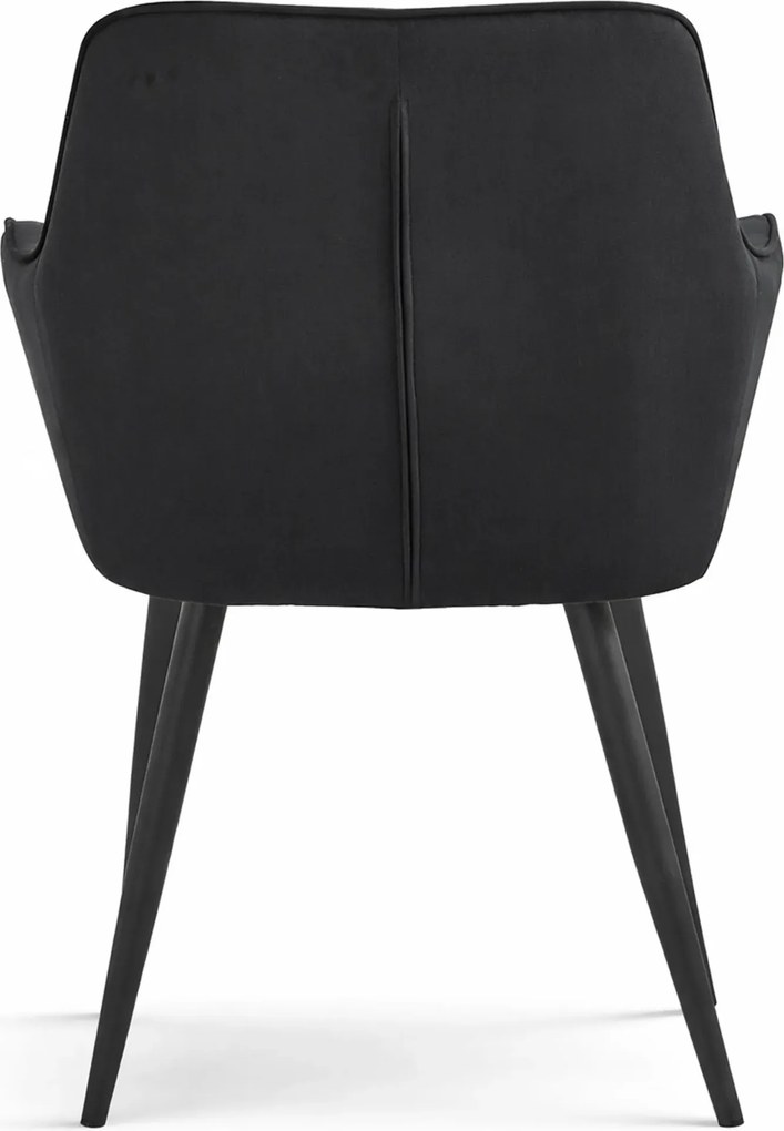 Czarne krzesło welurowe metalowe pikowane E9-T56