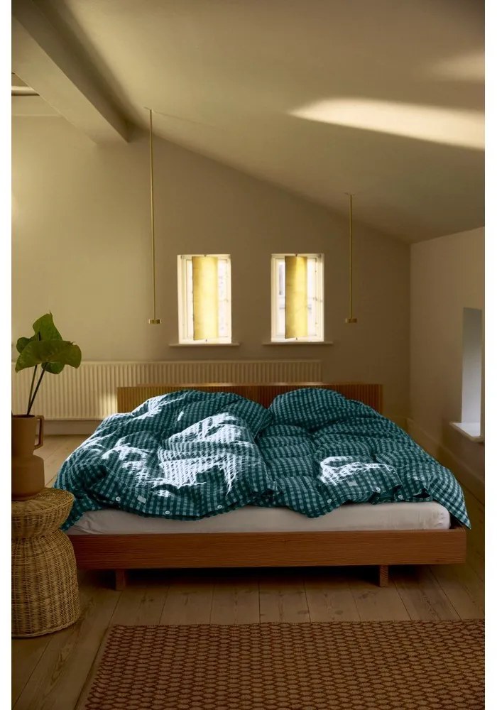 Zielono-niebieska pościel jednoosobowa z kory 140x200 cm Bæk&amp;Bølge – JUNA