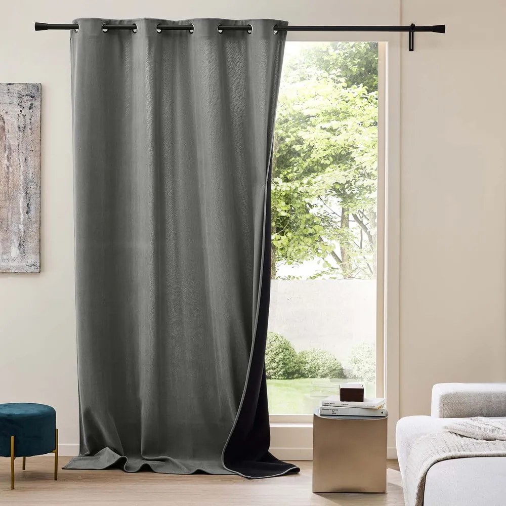 Antracytowa zasłona termiczna sztruksowa 140x260 cm Madison – douceur d'intérieur