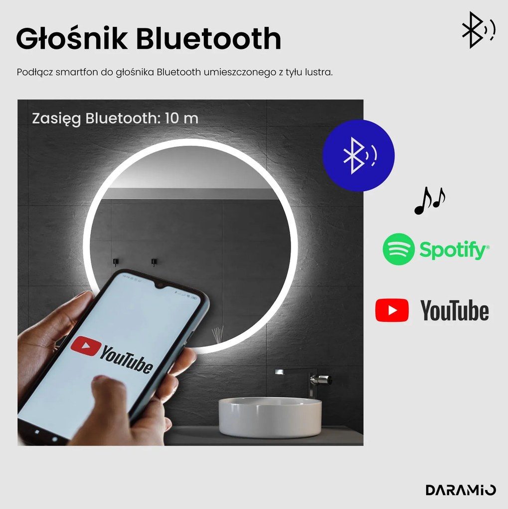 Okrągłe lustro łazienkowe LED E1