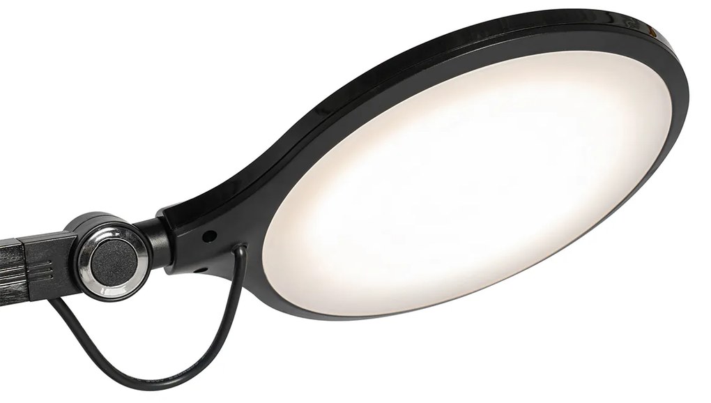 Designerska lampa stołowa czarna w komplecie z LED z czujnikiem dotykowym i ładowarką indukcyjną - Don Nowoczesny Oswietlenie wewnetrzne