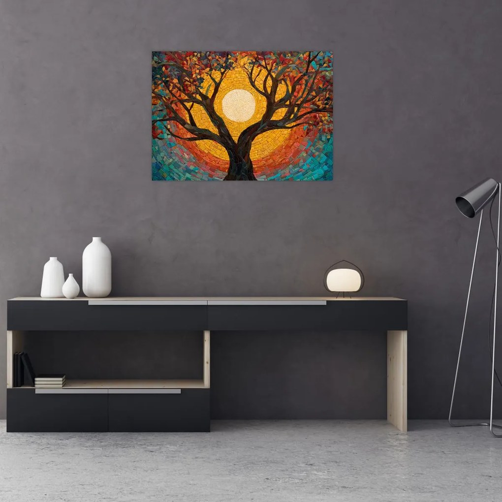 Obraz - Słońce w koronie drzewa życia (70x50 cm)