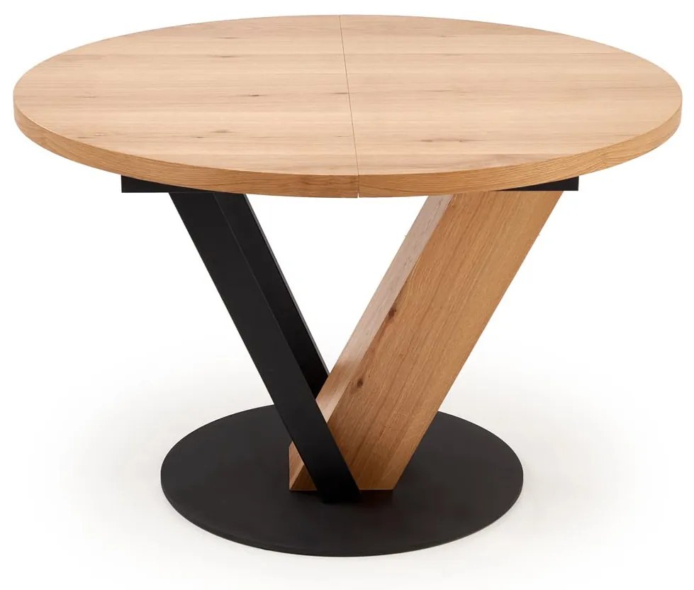 Stół do jadalni okrągły, rozkładany MDF naturalny 120-160/120/78 cm FANIS