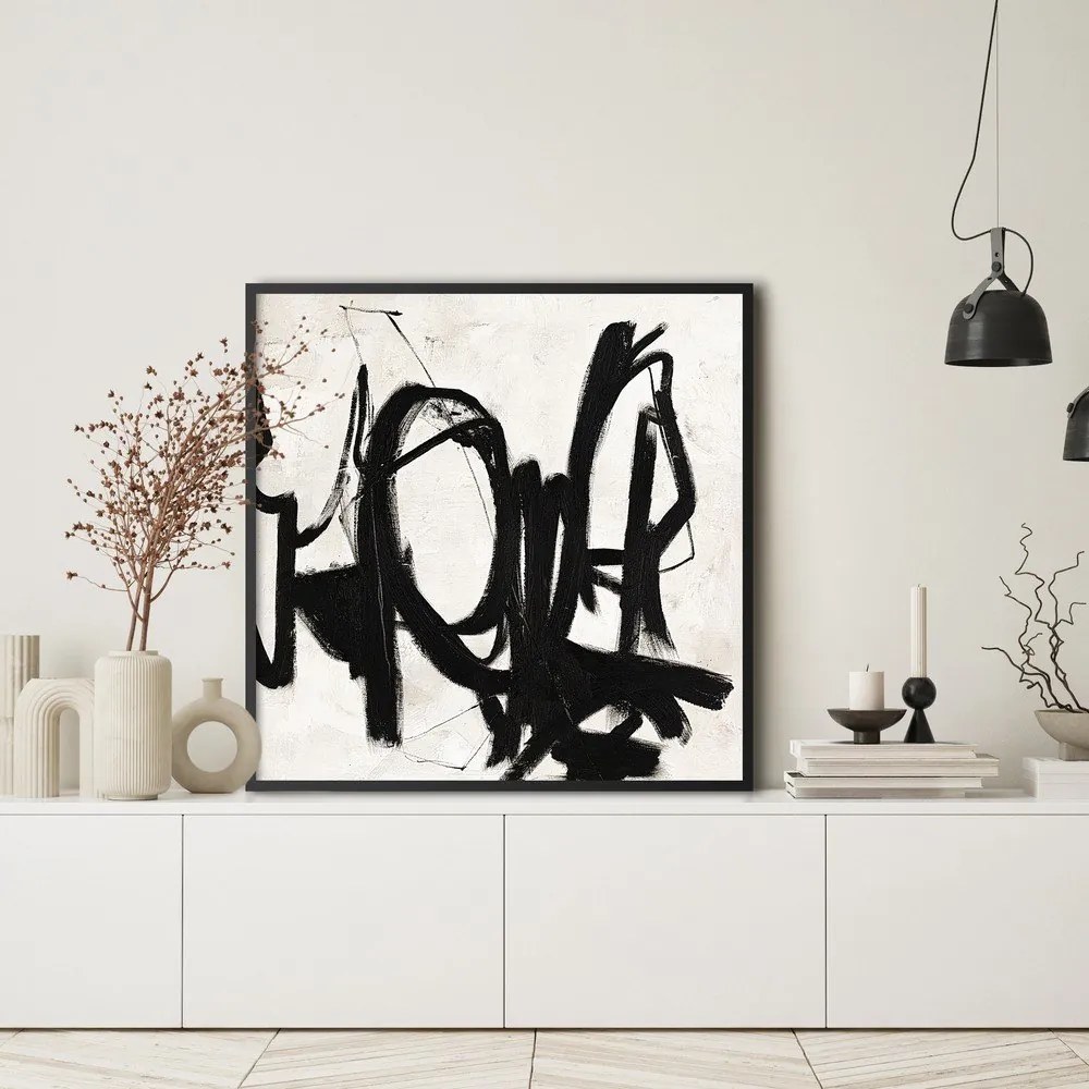 Ręcznie malowany obraz 100x100 cm Playblack 2 – Malerifabrikken