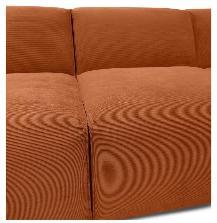Pomarańczowa sztruksowa sofa modułowa w kształcie litery "U" Scandic Sting, lewostronna