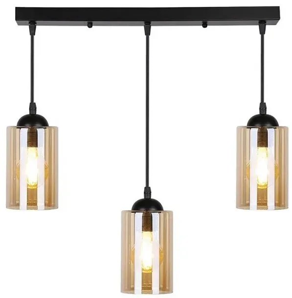 Nowoczesna lampa wisząca na listwie trzy brązowe klosze - 2X V142 M5-A66