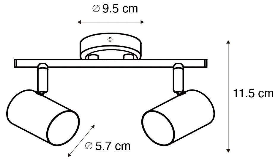 Nowoczesny reflektor czarny z drewnem, regulowany, 2-punktowy - Jeana