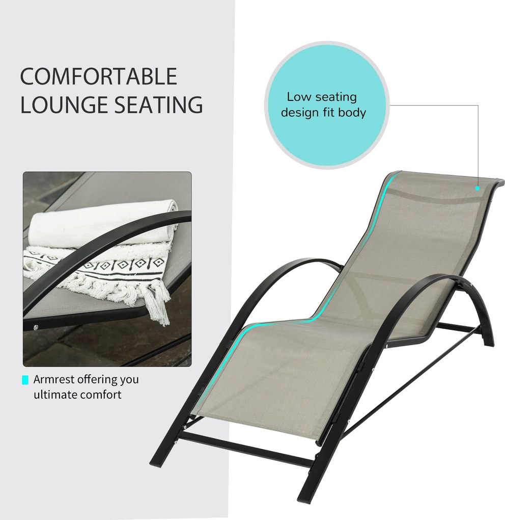 Outsunny Zestaw 3-częściowy leżaków ogrodowych z stolikiem bocznym Metalowa konstrukcja Komfort i styl Szary Czarny | Aosom PL