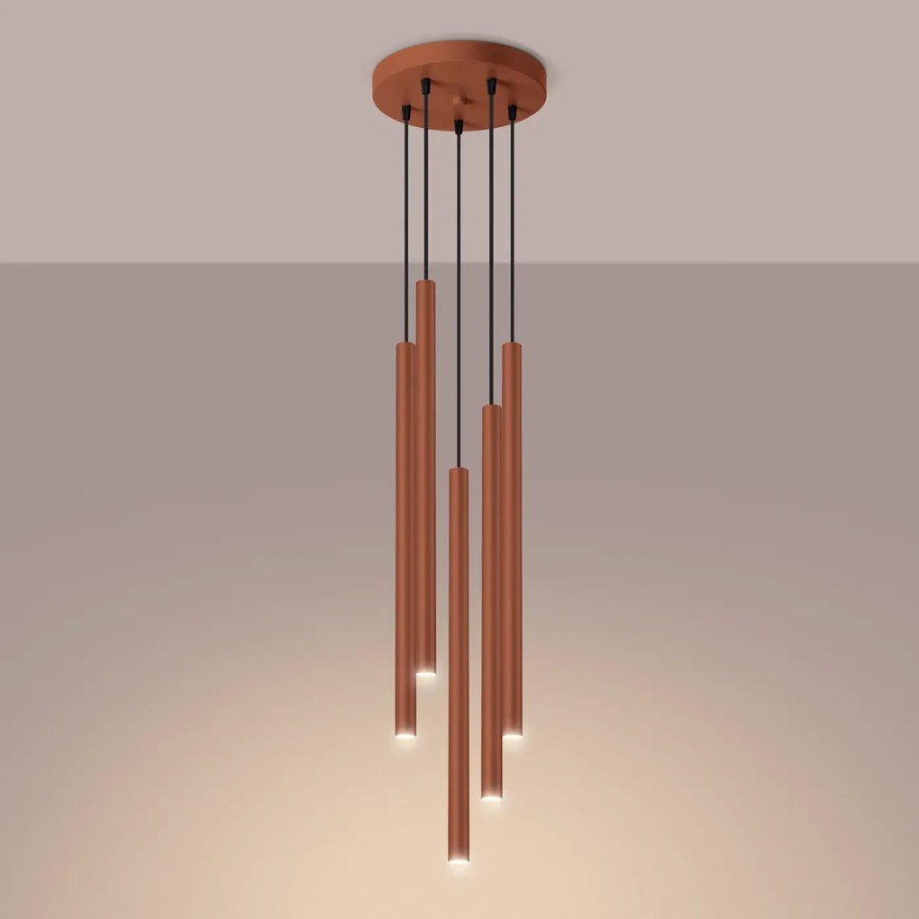 Lampa wisząca PASTELO 5P ochra czerwona SOLLUX  LIGHTING
