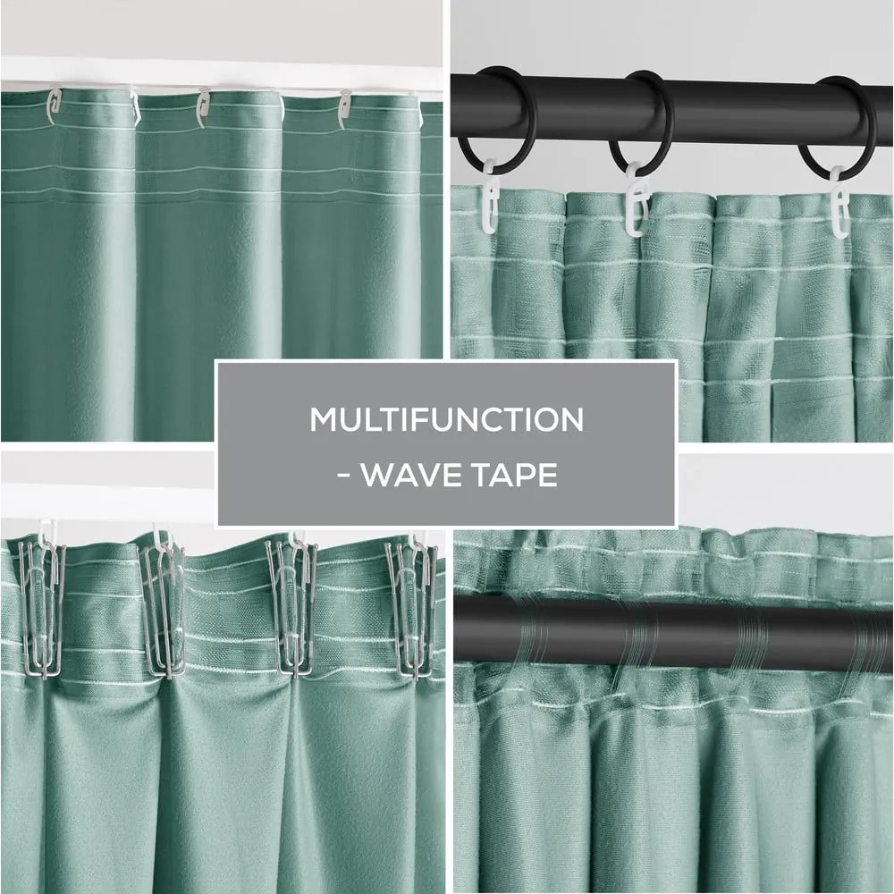 Jasnozielona aksamitna zasłona częściowo zaciemniająca (dimout) 140x245 cm Pleat – Restilo