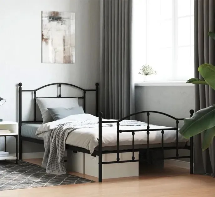 Czarne metalowe łóżko industrialne 100x200cm C1-W48