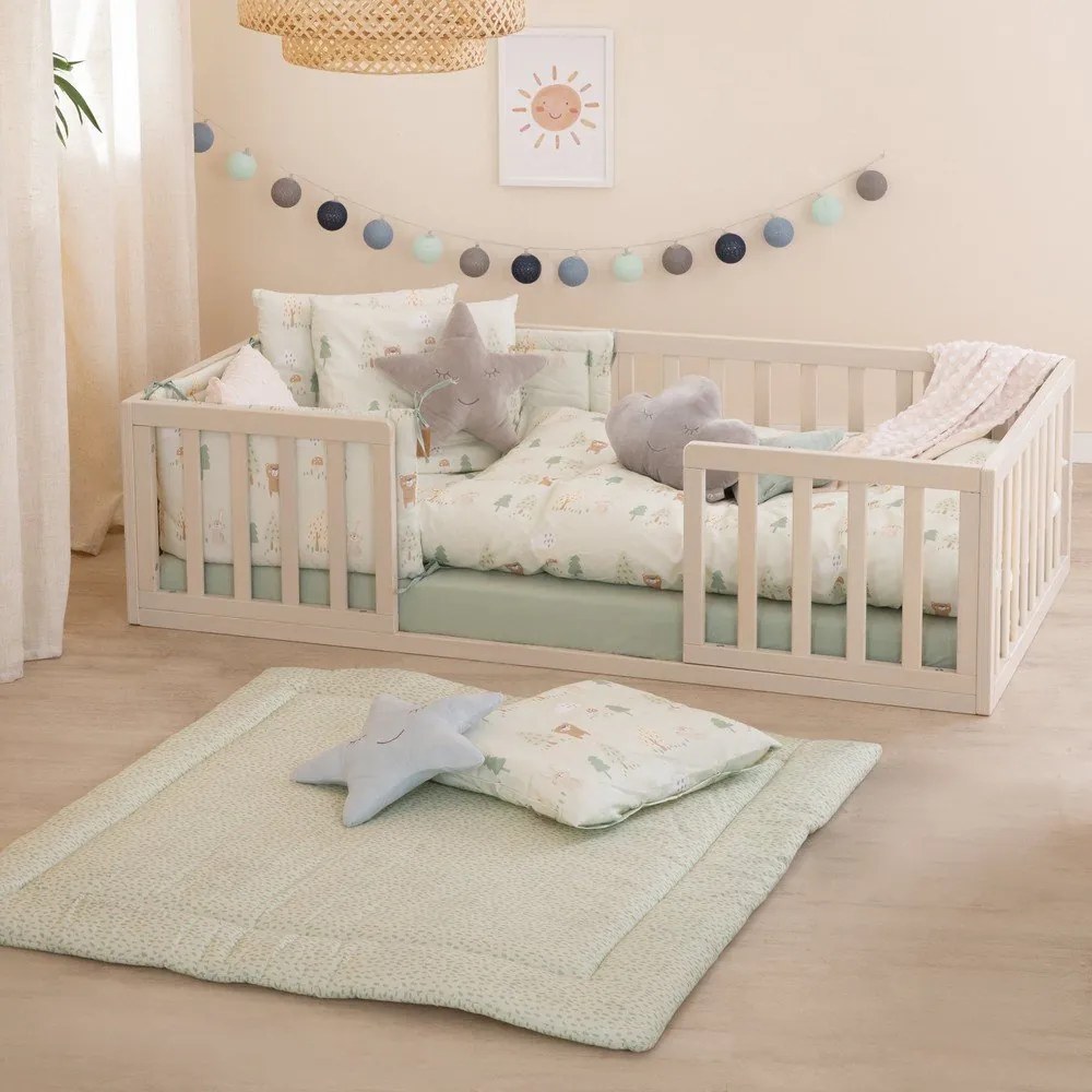 Jasnozielona bawełniana pościel dziecięca do łóżeczka 100x135 cm Woodland Buddies – Roba