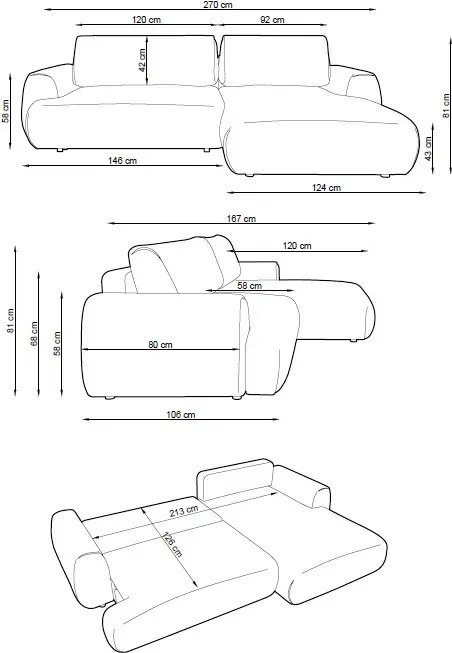 Szaroniebieski narożnik w stylu nowoczesnym T6-M07