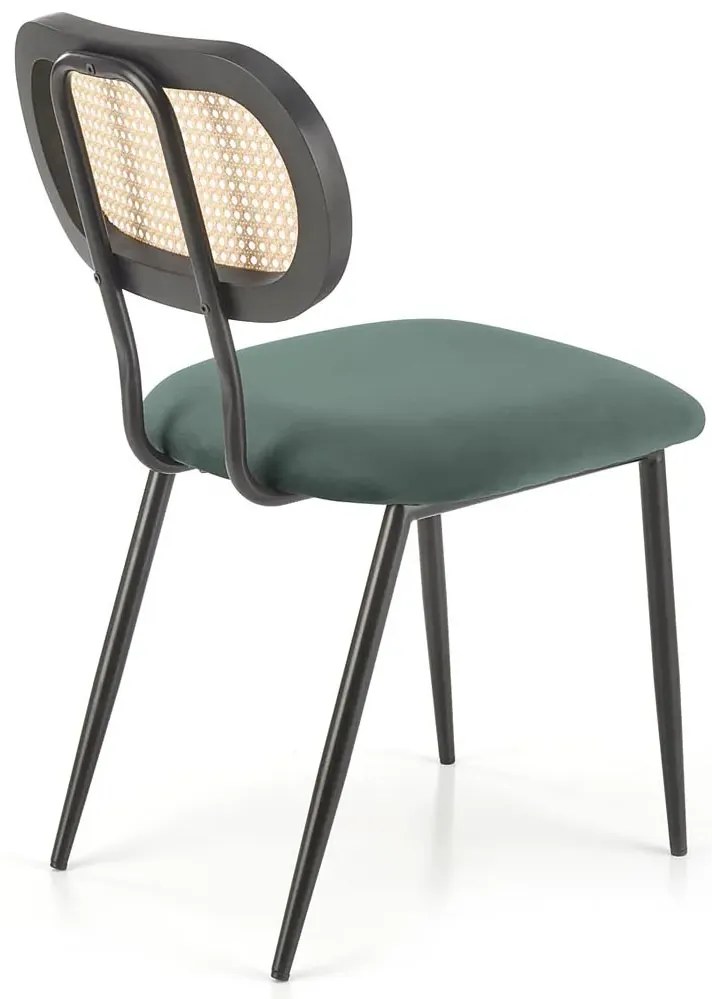 Zielone krzesło z rattanem w stylu boho - Varris