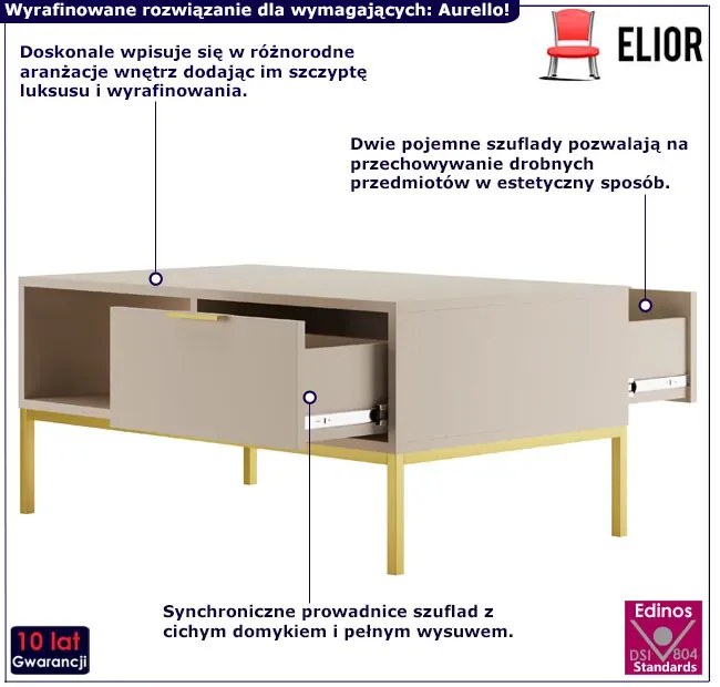 Stolik kawowy z 2 szufladami kaszmir K1-A27