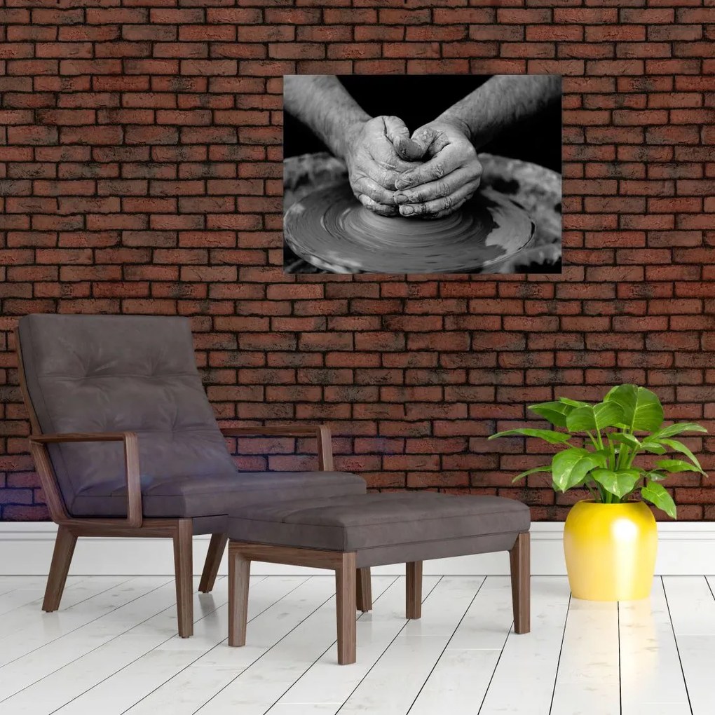 Obraz na szkle - czarno-biały - garncarstwo (70x50 cm)