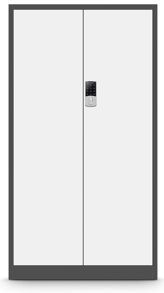 Szafa metalowa na akta z zamkiem szyfrowym antracytowo-biała, 900x1850x400 mm: DANIEL