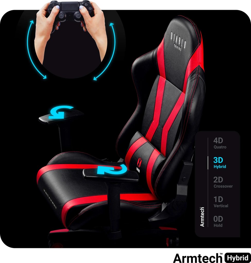 Fotel gamingowy Diablo X-Horn 2.0 King Size, czarno-czerwony