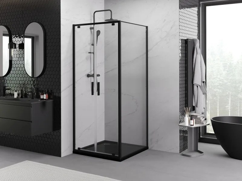 Mexen Exo kabina prysznicowa uchylna 70 x 70 cm, transparent, czarna - 8182-070-070-70-00