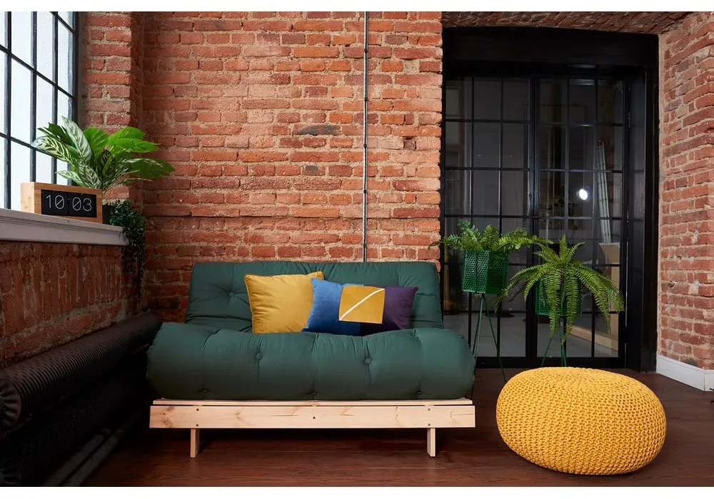 Szarobeżowa lniana rozkładana sofa 140 cm Roots – Karup Design