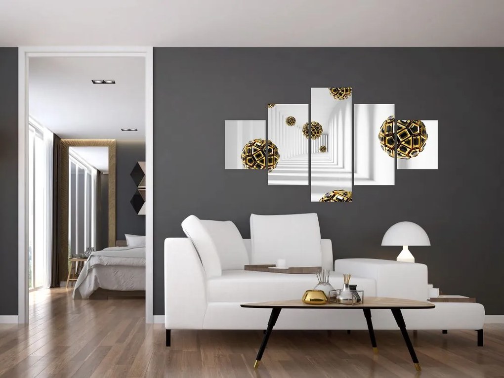 Abstrakcyjny obraz piłek do piłki nożnej (125x70 cm)
