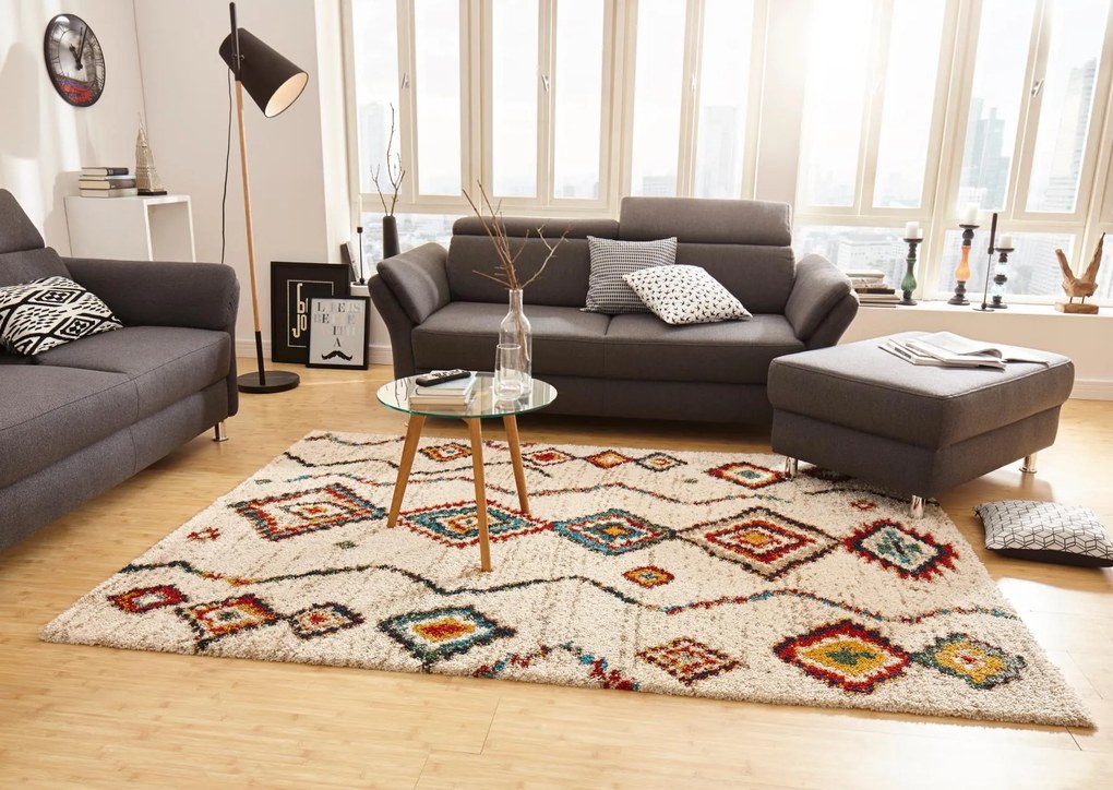 Dywan shaggy Nomadic Etno kremowy 80 cm x 150 cm
