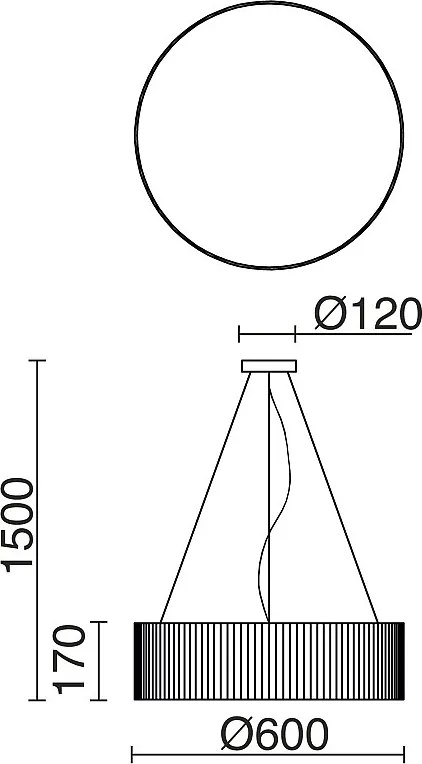 Lampa sufitowa VORADA w stylu nowoczesnym - g?. ø60 cm x wys. 150 cm - LED COB AC 25W - 3540 lm Y 3K - IP20 - syntetyczny plisowany klosz wst?gowy - stal i biel
