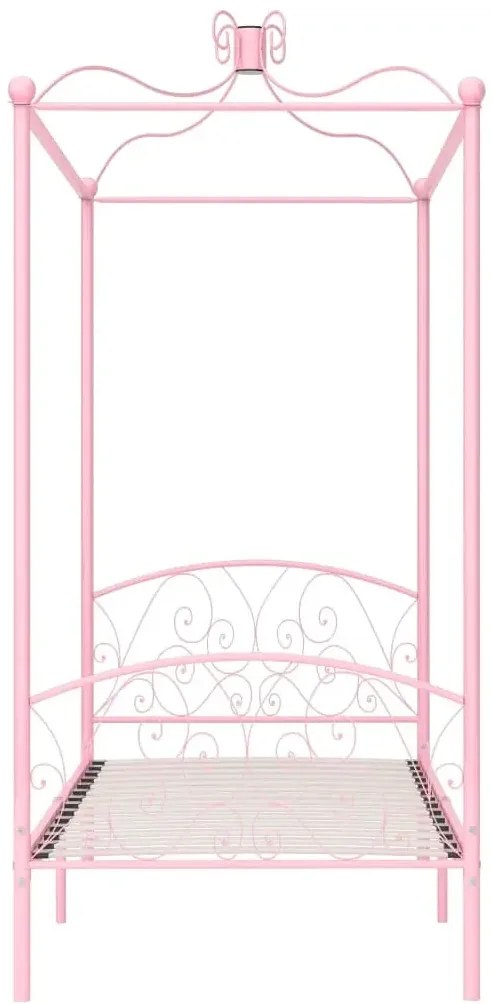 Różowe metalowe łóżko z baldachimem 100x200 cm - Ifrexi